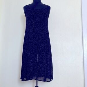Rina Zin sheer black slip/underdress with tiny white polka dots, viscose, small